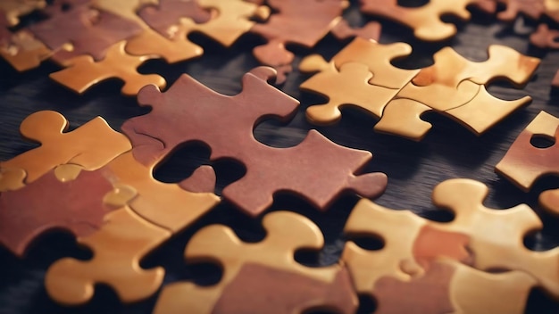 Un groupe de pièces de puzzle avec une manquante