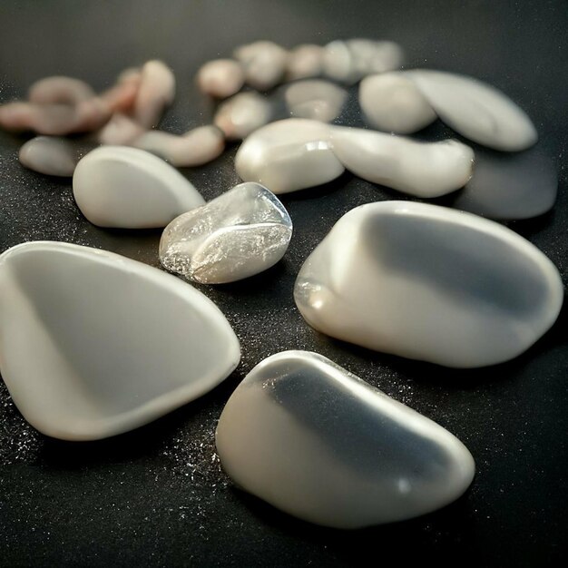 Un groupe de pierres blanches avec un mot " rock " sur le fond.