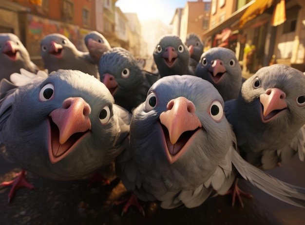 Un groupe de pigeons