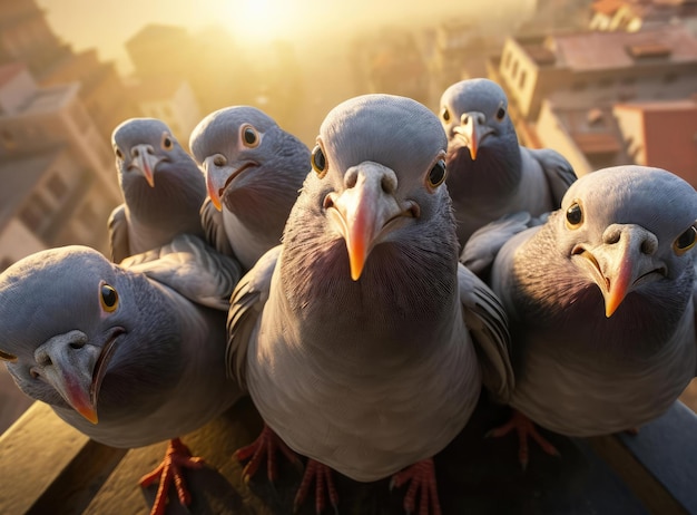 Un groupe de pigeons