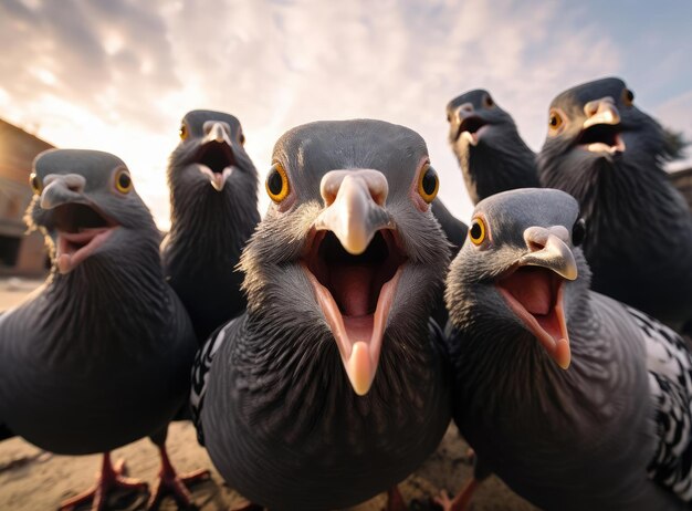 Un groupe de pigeons