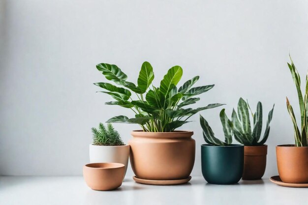 Photo un groupe de plantes en pot est assis sur une table