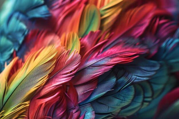 un groupe de plumes avec des couleurs différentes sur eux