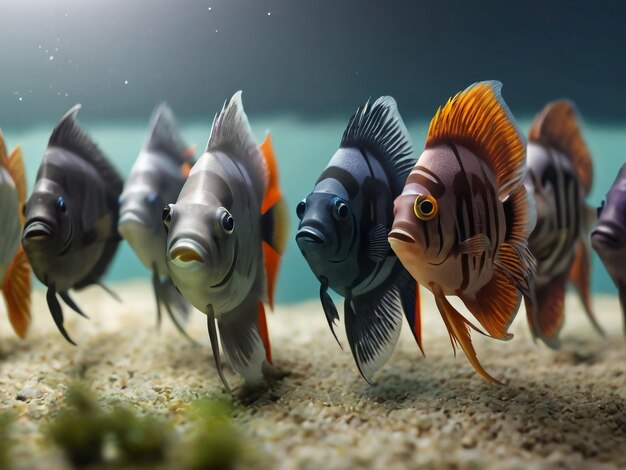 un groupe de poissons qui sont dans l'eau