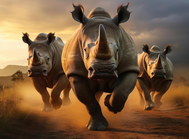 Un groupe de rhinocéros