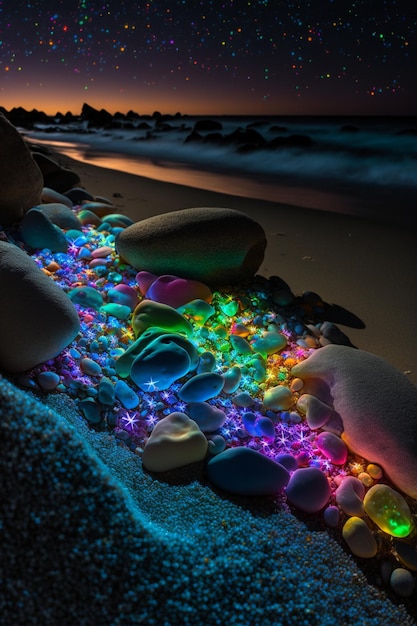 Groupe de rochers assis au sommet d'une ai générative de plage de sable