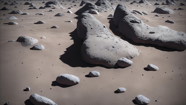 Un groupe de rochers dans le sable