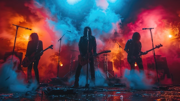 Un groupe de rock électrifie la scène avec un concert dynamique