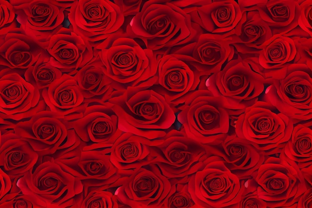 Photo un groupe de roses rouges sont arrangées dans un modèle.