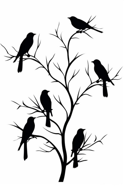 groupe de silhouettes d'oiseaux isolés sur fond blanc