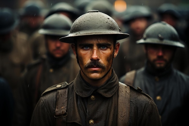 Groupe de soldats dans la guerre