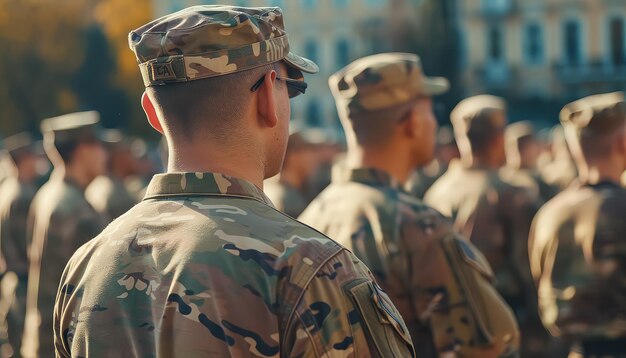 Un groupe de soldats en formation.