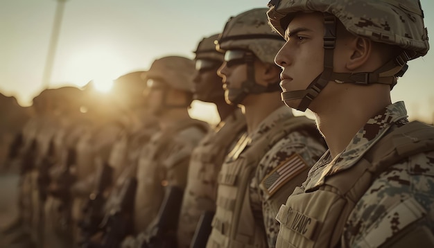 Un groupe de soldats en formation.