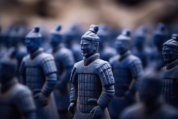 Photo un groupe de soldats jouets debout l'un à côté de l'autre