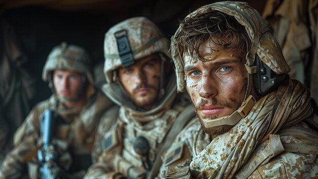 Photo un groupe de soldats prêts à la guerre