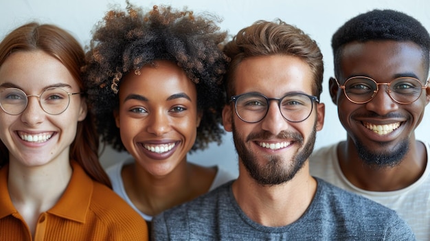 Photo un groupe souriant portant des lunettes face à la caméra