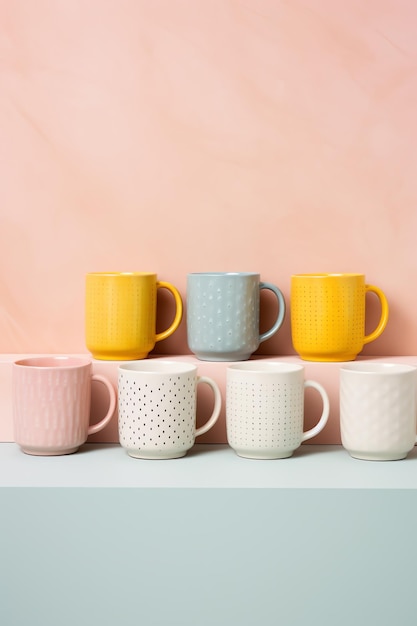 un groupe de tasses colorées