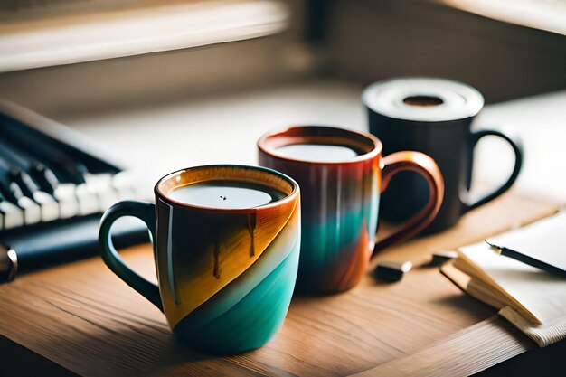 un groupe de tasses avec la lettre h dessus