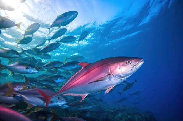 Groupe de thon dans la mer