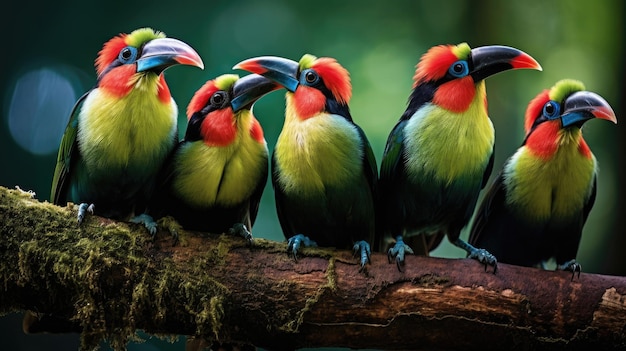 Photo groupe de toucans d'amérique tropicale