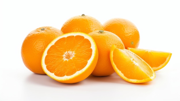 Groupe de tranches entières de fruits orange frais générés par l'IA
