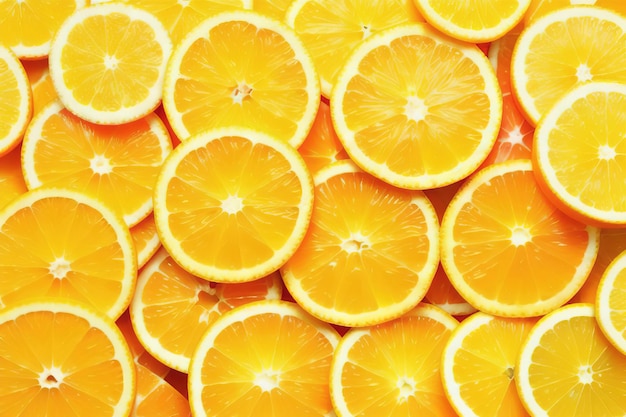 Groupe de tranches entières de fruits orange frais isolés sur fond blanc Generative AI