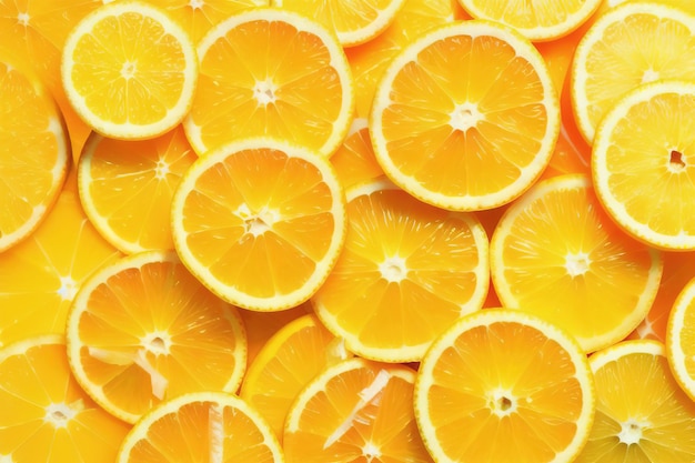 Groupe de tranches entières de fruits orange frais isolés sur fond blanc Generative AI