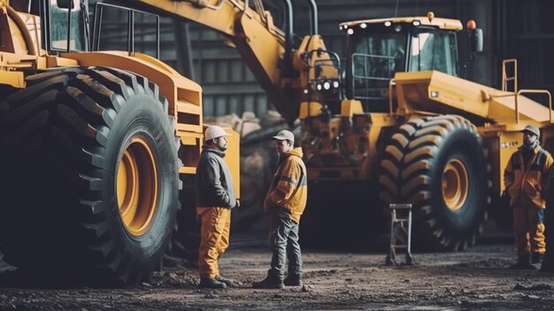 Groupe de travailleurs sur un chantier de construction Focus sélectif Tonné génératif ai