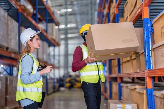 Groupe de travailleurs dans l'usine d'entrepôt