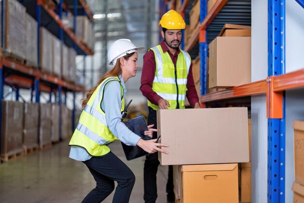 Groupe de travailleurs dans l'usine d'entrepôt