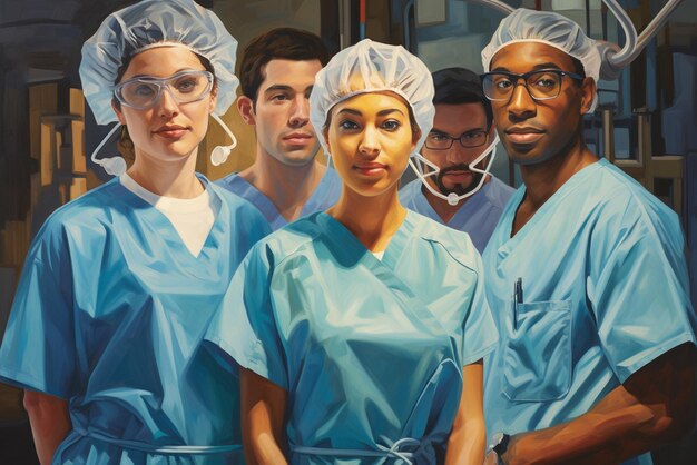 Photo groupe de travailleurs médicaux portrait à l'hôpital