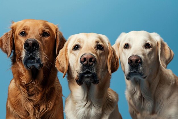 un groupe de trois chiens debout les uns à côté des autres