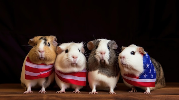 Un groupe de trois hamsters assis les uns à côté des autres image générative ai