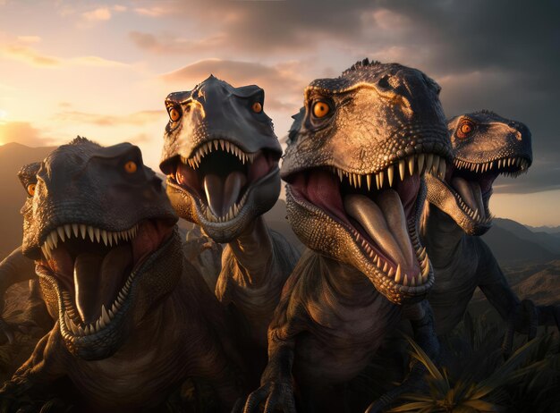 Photo un groupe de tyrannosaures