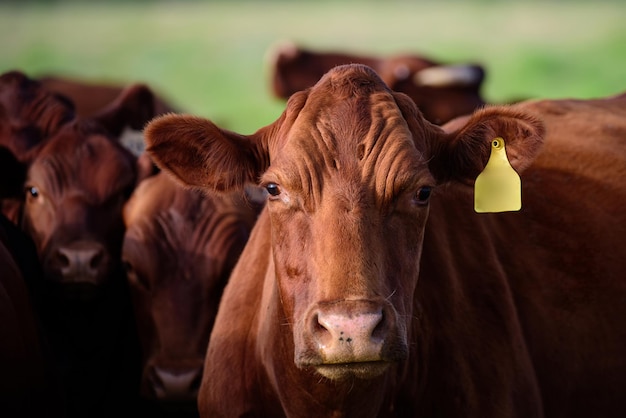 Groupe de vaches paissant dans le pâturage