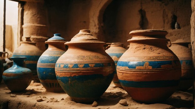 Un groupe de vases colorés sur une table