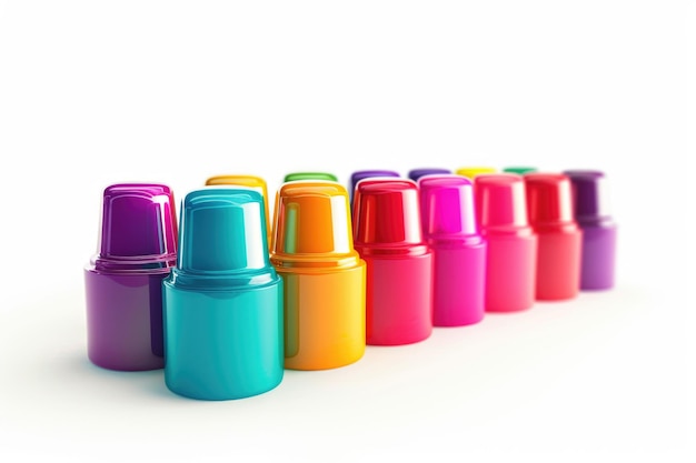 Photo groupe de vernis à ongles brillants isolés sur blanc