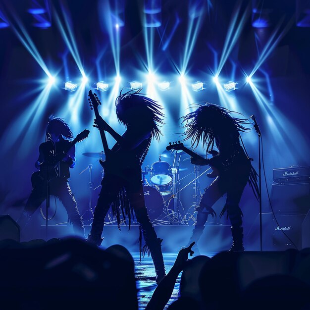 Photo le groupe visual kei se produit sur scène en vecteurs 3d