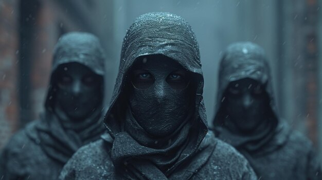 Un groupe de voleurs avec un masque noir.