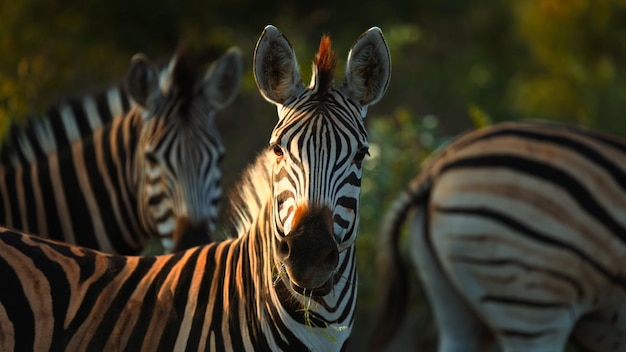 groupe de zèbres sur l'herbe photo hd