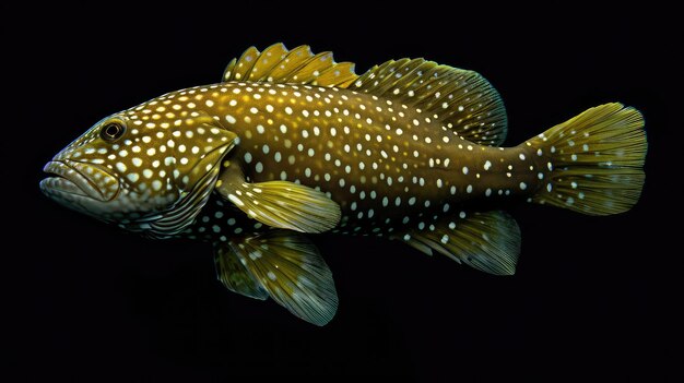 Le grouper à taches blanches sur un fond noir massif