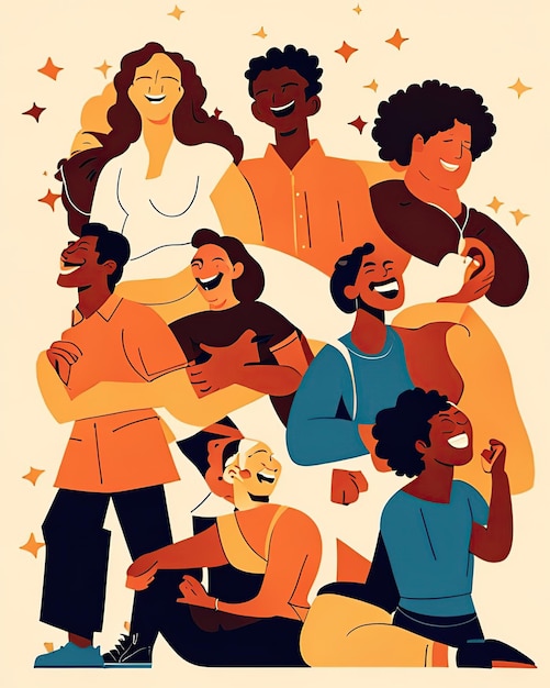 groupes d'illustration de jeunes souriants diversité colorée