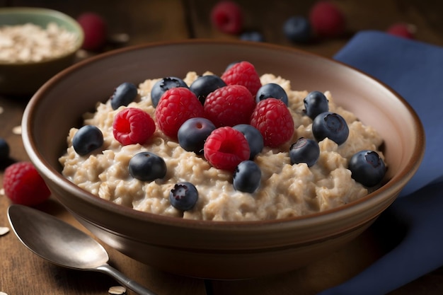 Gruau aux baies Petit-déjeuner sain généré par l'IA