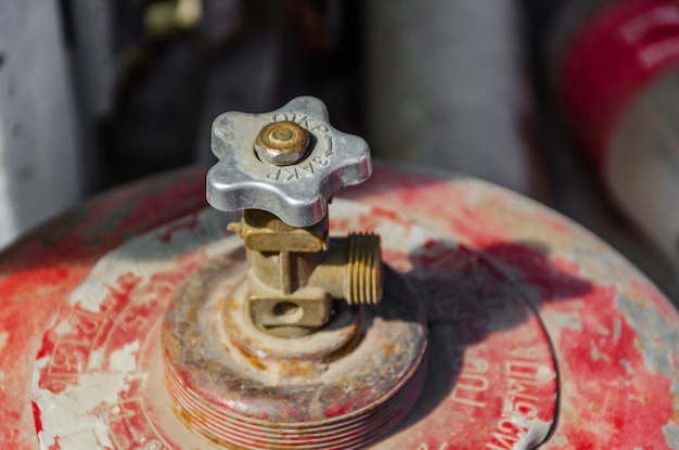 Grue sur l'ancienne bouteille de gaz