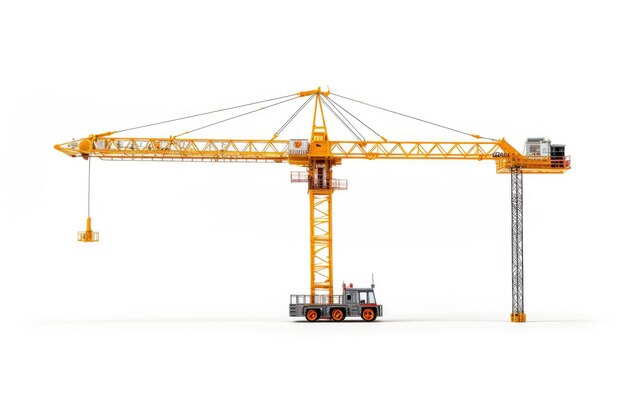 Photo une grue de construction sur fond blanc