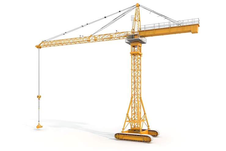 Photo une grue de construction isolée sur un fond blanc conceptualisant la croissance industrielle idéale pour la conception et l'architecture visuels ai