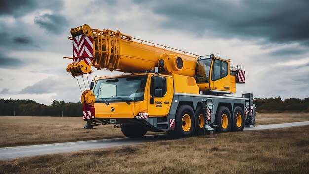 Photo grue lourde jaune avec cabine