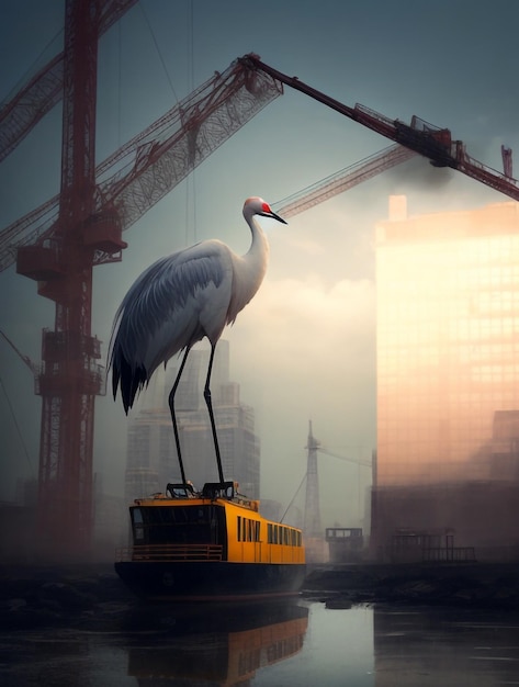 Photo la grue et l'oiseau