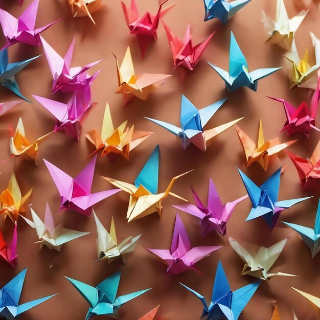 Photo des grues en origami sur un fond clair