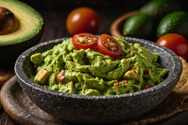 Guacamole d'avocat frais dans le traditionnel mexicain